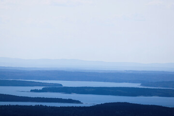 View from a Mountain in Maine with water below