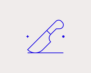 Geometric knife illustration. Vector tool  icon in flat design art. Trend blue color 
