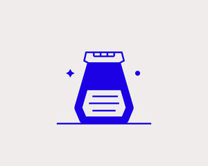 Geometric breakfast illustration. Vector salt  icon in flat design art. Trend blue color 
