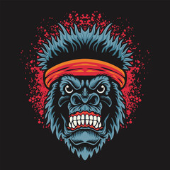 Vector Illustration of Angry Gorilla Head Vector