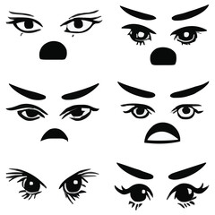 Fototapeta na wymiar Set of eyes expressions vector file