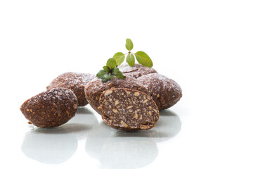 chocolate sweet cakes from mashed biscuits with additives