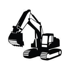simple black line art excavator logo