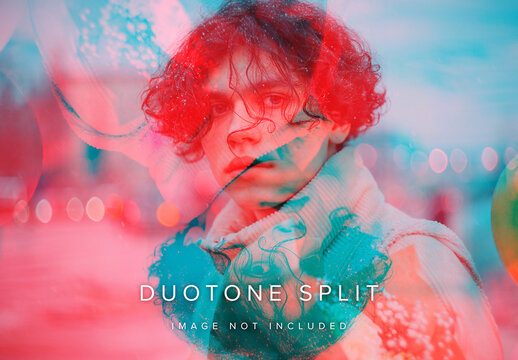 Split Duotone Photo Effect Mockup 