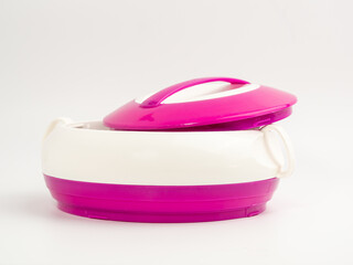 Thermos for food on a light background. Close-up