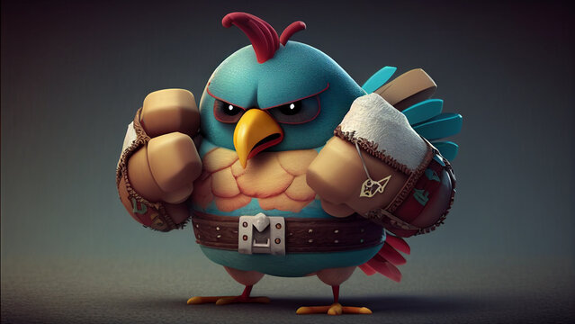 cartoon of boxing fighter chicken