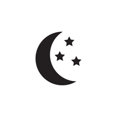 Moon and stars icon, vector moon illustration