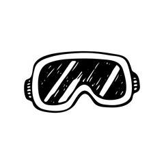 Diver mask sketch. Sea diving. Immersion under water. Summer rest. Hand drawn vector line art illustration.