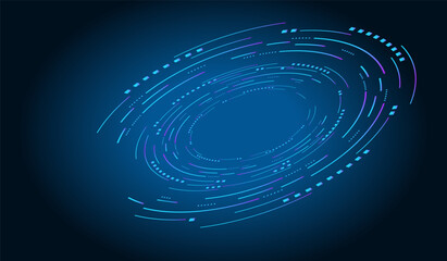 Circle interface technology. Futuristic technology concept. Abstract vector blue background.