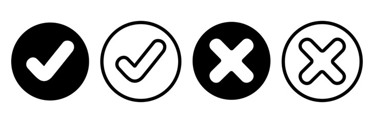A checkbox and an X. A set of 