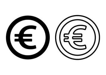 Vector icons of euro coins. Currency of the European Union.