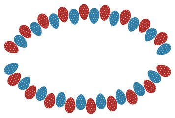 柄つきタマゴを並べたイースター向けのフレームの素材.