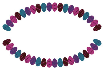 柄つきタマゴを並べたイースター向けのフレームの素材.