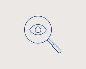 Geometric technology illustration. Vector search data icon in flat design art. Trend blue color 