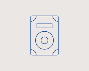 Geometric technology illustration. Vector hard disk  icon in flat design art. Trend blue color 