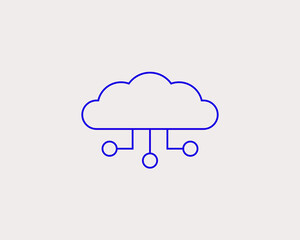 Geometric technology illustration. Vector cloud data icon in flat design art. Trend blue color 