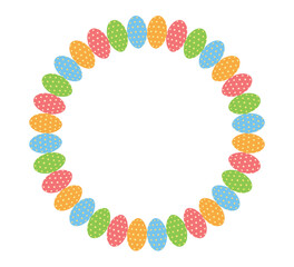 柄つきタマゴが並んだ線のフレームのイースター向け素材