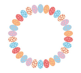 柄つきタマゴが並んだ線のフレームのイースター向け素材