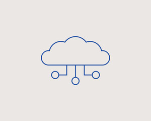 Geometric technology illustration. Vector cloud data icon in flat design art. Trend blue color 