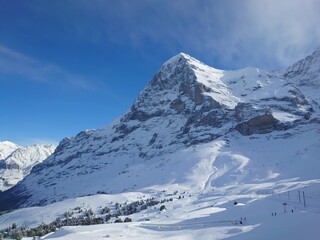 Fototapeta na wymiar Eiger Swiss Mountains Skiing Snow North Face