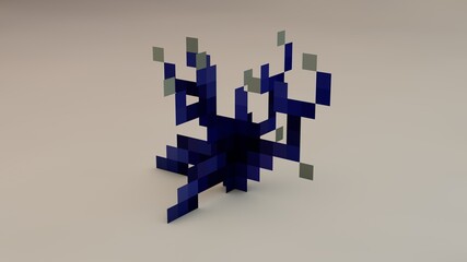  dark blue flower pixel 3d art