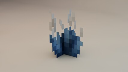 dark blue flower pixel 3d art