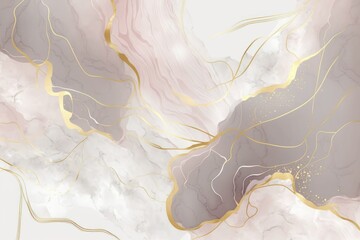 Abstract marble dusty rose liquid swirl watercolor background with gold lines. Luxury elegant background. Generative AI