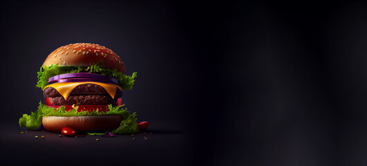 burger, hamburger 3D, product showcase for food photography generative ai
