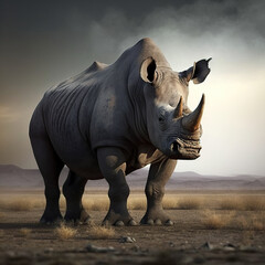 Fototapeta premium Black Rhinoceros Generative AI
