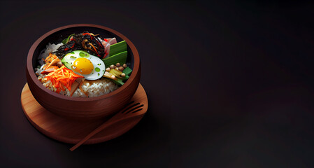 bibimbap korean food realistic 3D, product showcase for food photography generative ai