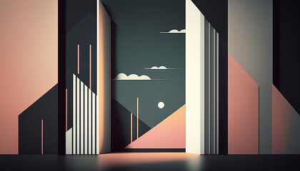 Fototapeta premium Minimalist Geometric Wallpapers, Generative AI, Illustration
