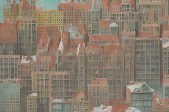 artistic city landscape background for banners or greeting cards, generative AI