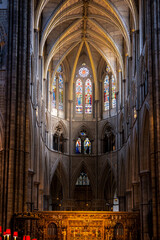 Fototapeta premium Westminster Abbey, formally the collegiate church of St Peter's in Westminster, is a large abbey church in the predominantly Gothic style in the City of Westminster, London, United Kingdom.
