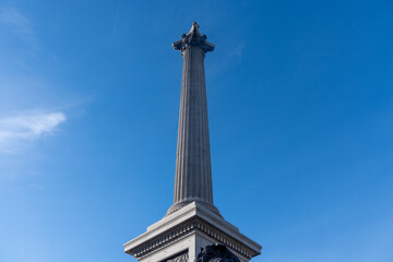 Trafalgar Square is a square in central London, United Kingdom, built to commemorate the Battle of Trafalgar. - obrazy, fototapety, plakaty