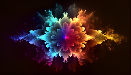 Rainbow smoke fractal background. Generative AI, Generative, AI