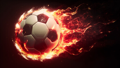 Fototapeta na wymiar soccer football fire flame flying