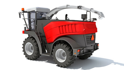 Combine Harvester 3D rendering on white background