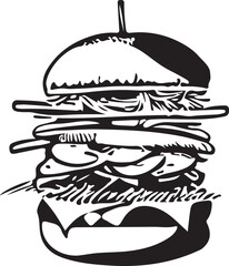 Fast Food Hamburger Vector Illustration for Vinyl Cutting