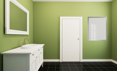 Bathroom interior bathtub. 3D rendering.. Blank paintings.  Mockup.