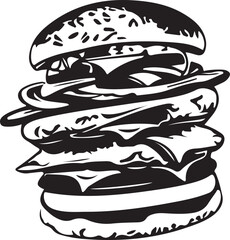 Fast Food Hamburger Vector Illustration for Vinyl Cutting