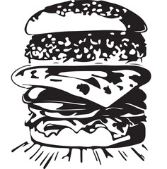 Fast Food Hamburger Vector Illustration for Vinyl Cutting
