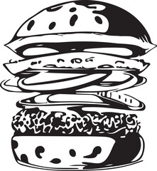 Fast Food Hamburger Vector Illustration for Vinyl Cutting
