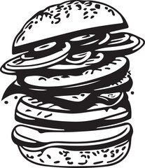 Fast Food Hamburger Vector Illustration for Vinyl Cutting