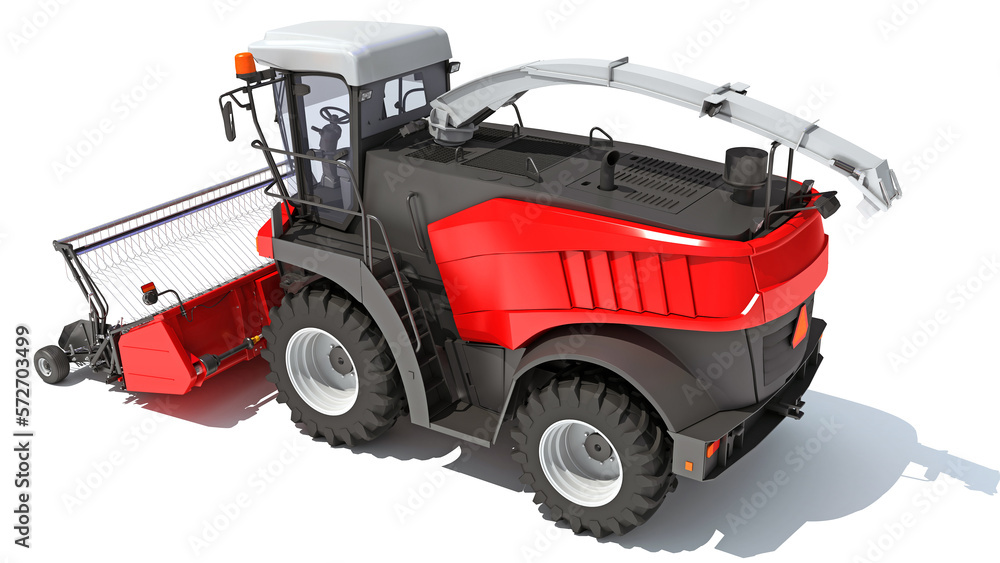 Wall mural combine harvester 3d rendering on white background