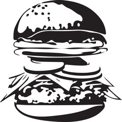 Fast Food Hamburger Vector Illustration for Vinyl Cutting