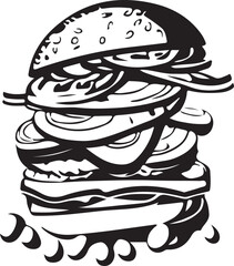 Fast Food Hamburger Vector Illustration for Vinyl Cutting