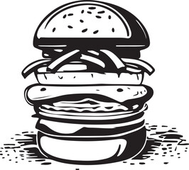 Fast Food Hamburger Vector Illustration for Vinyl Cutting