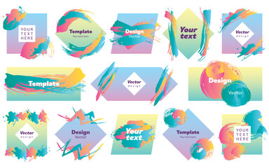 ブラシ・筆を使用したかすれのあるフレーム　バックグラウンド　テンプレート