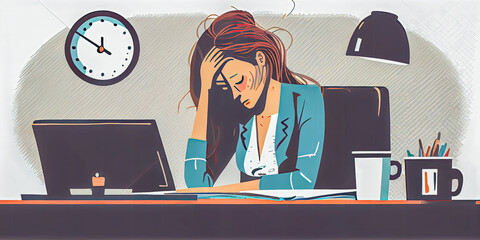 Woman tired at work 