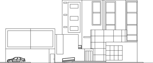 Minimalist modern building illustration vector sketch